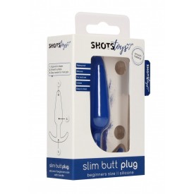 Синяя анальная пробка для ношения Slim Butt Plug - 8,3 см.