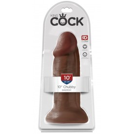 Коричневый фаллоимитатор King Cock 10" Chubby - 25 см.