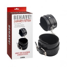 Черные оковы на ноги Obey Me Leather Ankle Cuffs