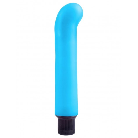 Голубой вибромассажер с загнутым кончиком XL G-Spot Softees - 16,2 см.